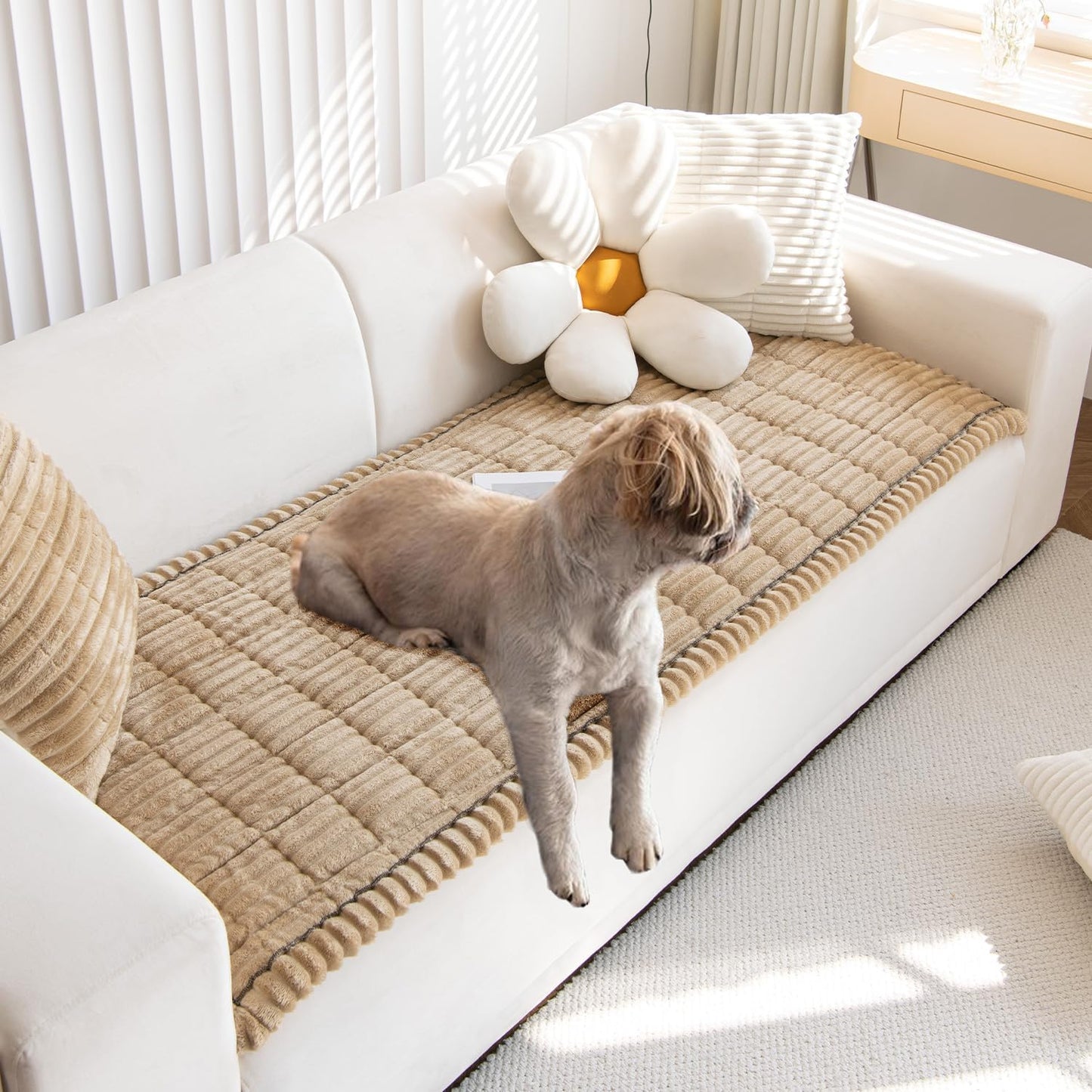 Gumfolk Pet Couch Covers for Sofa Slipcovers Couch Protector for Dogs Washable Cushion Cover, Sofa Pad Blanket Furniture, Brown, 27in*59in