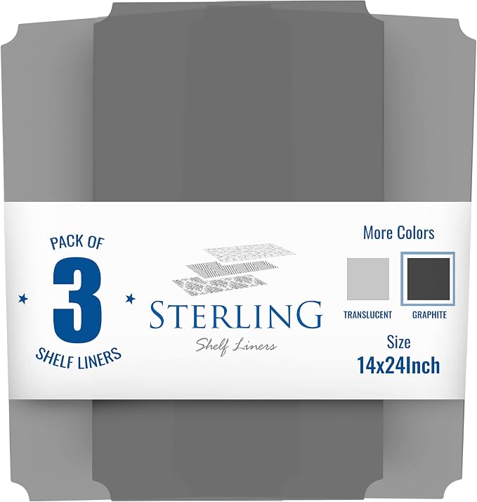 Sterling Shelf Liners for Wire Shelf System: Set of 3 in Graphite: 13.4 x 23.2 - Image 3
