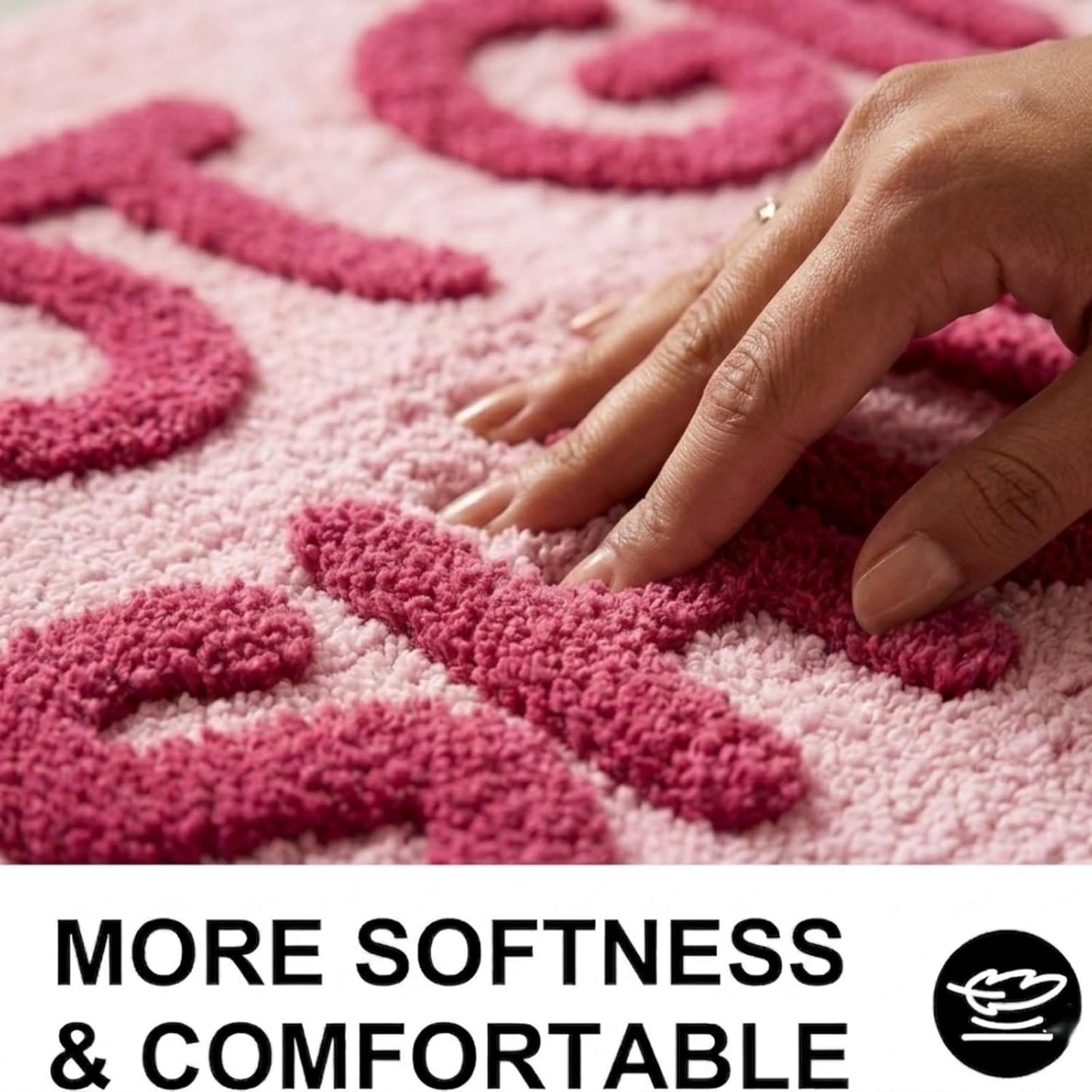 Hot Girl Shower Bath Mat - Cute Pink Tufted Bathroom Rug, Soft Absorbent Flocked Microfiber Floor Mat, Non-Slip Washable Aesthetic Decor for Bathroom, Bedroom, Dorm - 24"x16"