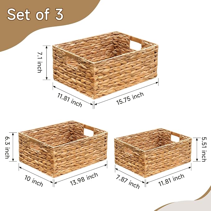 3 Pack Natural Water Hyacinth storage basket - Image 4