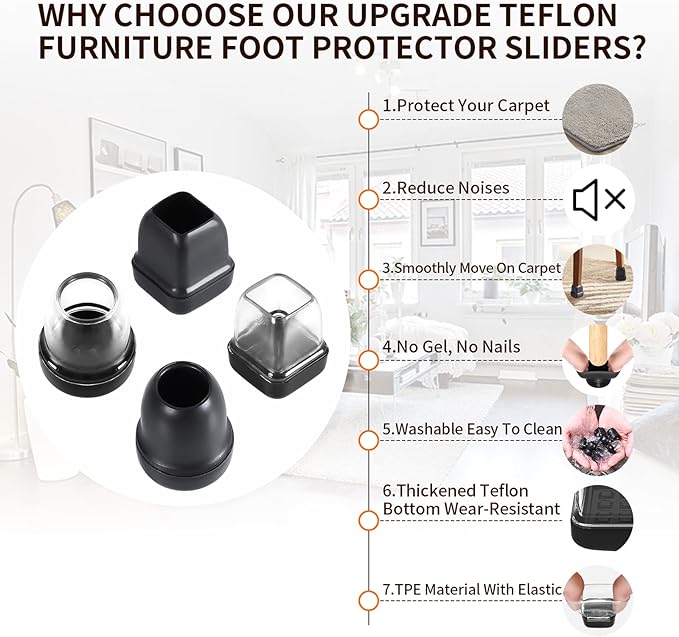 Ezprotekt 24 Pcs Chair Leg Sliders - Image 4