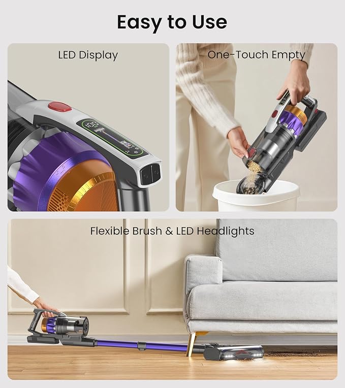 NADALY Cordless Vacuum Cleaner, 2025 New 580W 48KPA 65Mins Stick Vacuum - Image 7