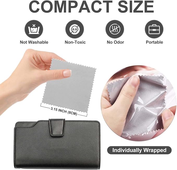 SEVENWELL 100pcs Jewelry Cleaning Cloth Gray Polishing Cloth - Image 2