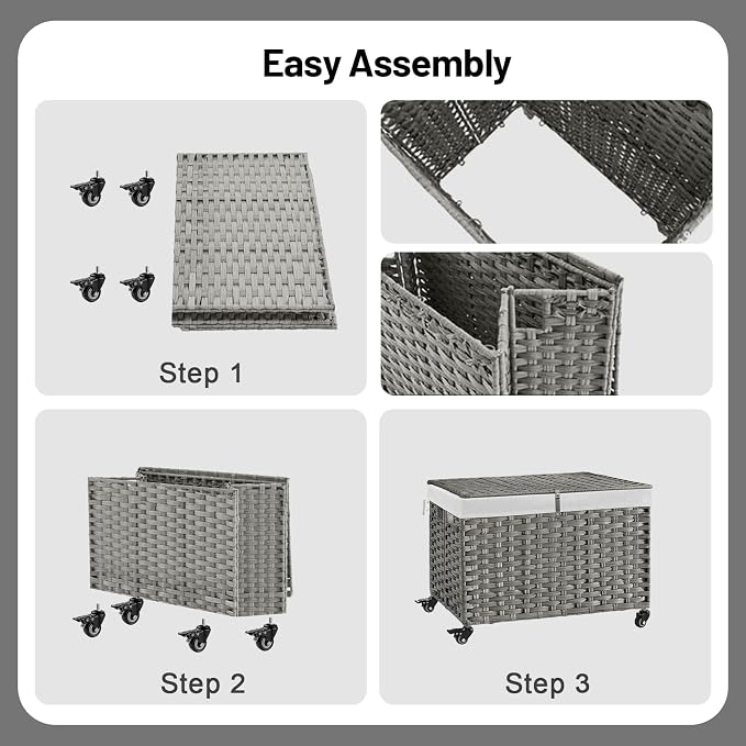 Rolling Storage Basket with Lid, 47.6 Gallon Storage Bin with Wheels, Woven - Image 6