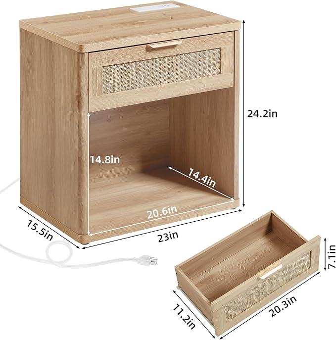 LEYAOYAO Rattan Nightstands Set of 2 - Image 3