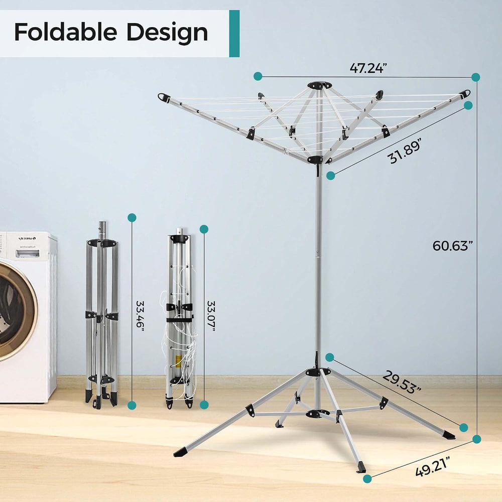 JS HANGER Portable Umbrella Clothesline, 65 Ft of Hanging Space, Pre-Strung w...
