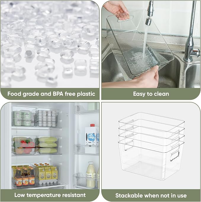 BALEINE Clear Plastic Storage Bins, Pantry Organization, BPA Free Stackable - Image 5