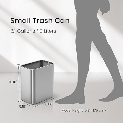 Cesun Small Bathroom Trash Can 2.1 Gallon Wastebasket, Modern Metal Garbage Can - Image 8
