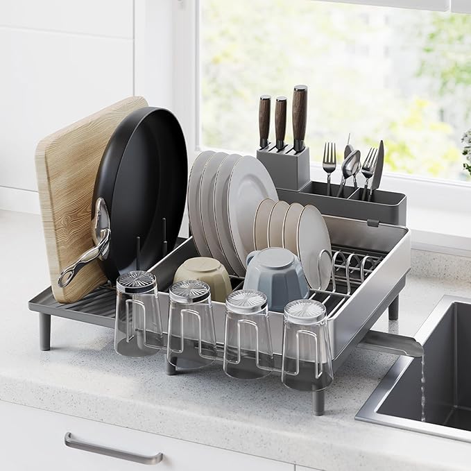 SONGMICS Large Dish Drying Rack, Expandable Dish Dryer by SONGMICSbySONGMICSHOME