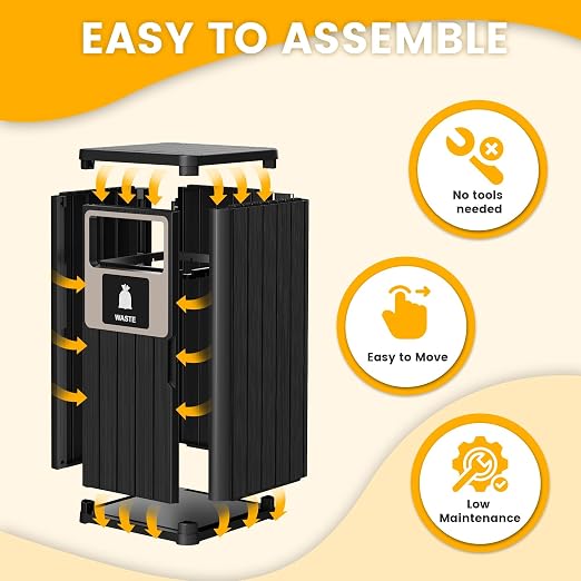22 Gallon Outdoor Trash Can Waterproof Resin Patio Garbage Can - Image 8