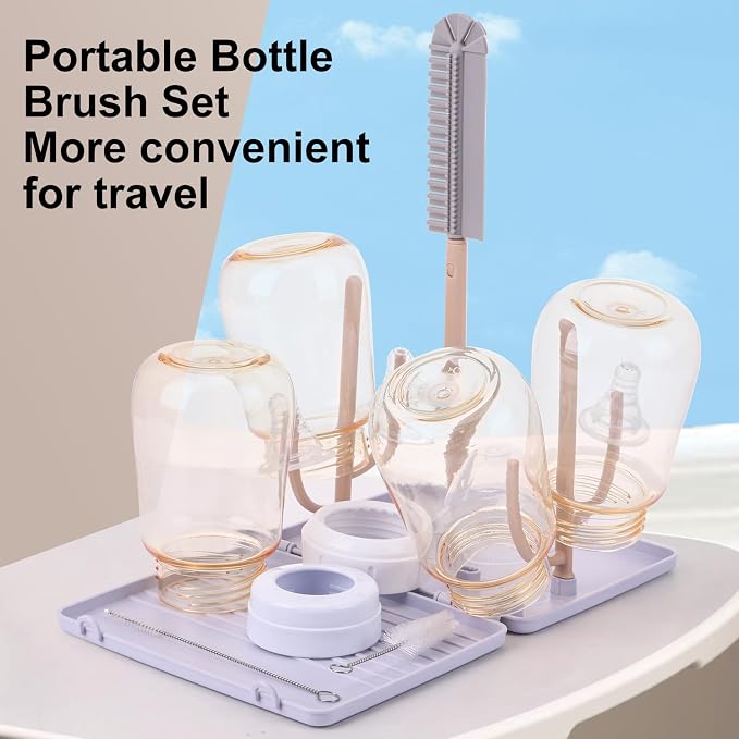 Baby Bottle Drying Rack -Travel Baby Bottle Drying Rack Set, Cleaner Kit - Image 5