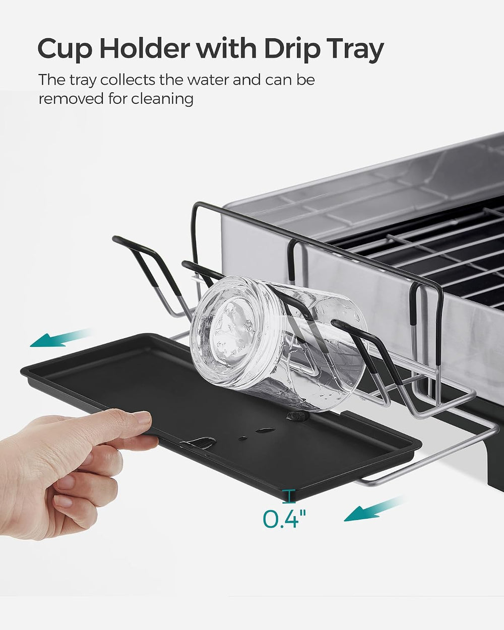 SONGMICS Dish Drying Rack, Stainless Steel, Extendable Spout