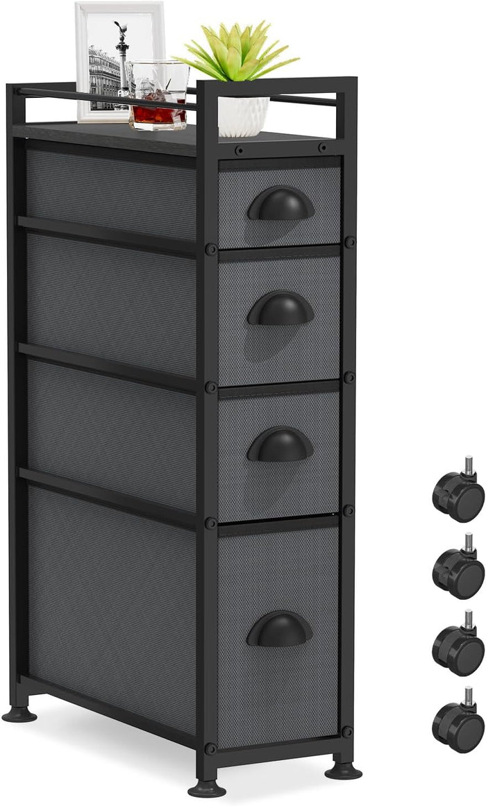 LASZOLA Narrow Cabinet Slim Storage Cart for Bathroom Small Space, Gray