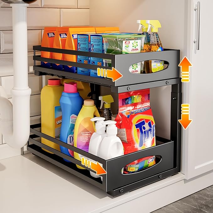 Under Sink Organizer, 2 Tier Under Sink Organizers and Storage, Adjustable by MIXESHOP