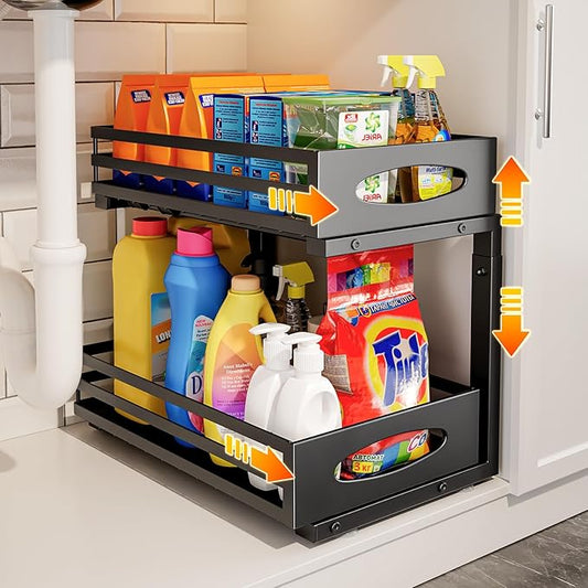 Under Sink Organizer, 2 Tier Under Sink Organizers and Storage, Adjustable by MIXESHOP