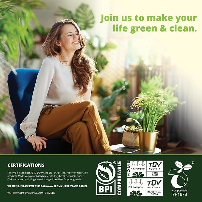 Simply Bio 60-65 Gallon Compostable Trash Bags Liners Flat-Top, Heavy Duty - Image 6