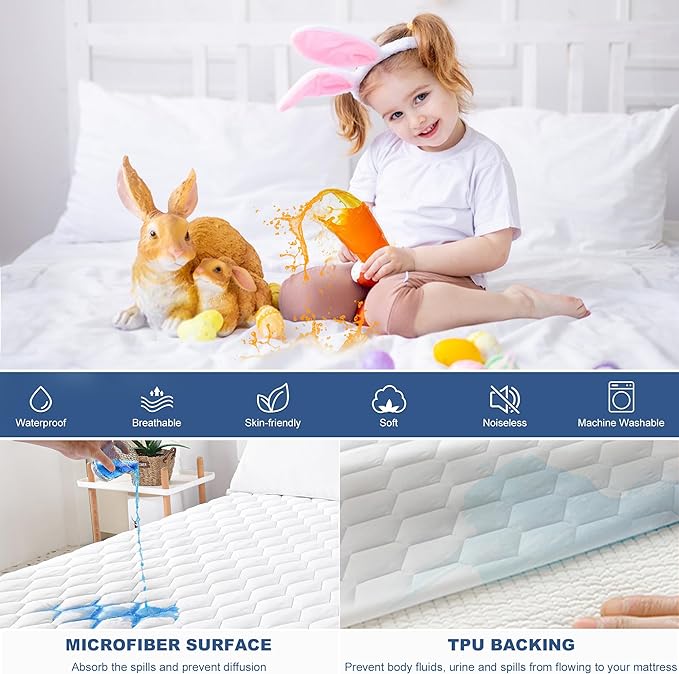 GRT King Mattress Protector Waterproof, 100% Waterproof Quilted Fitted Mattress - Image 3