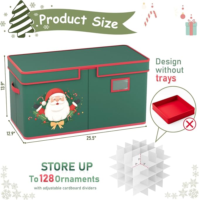 Christmas Ornament Storage Box Christmas Ornament Storage 128 Ornaments Slots - Image 3
