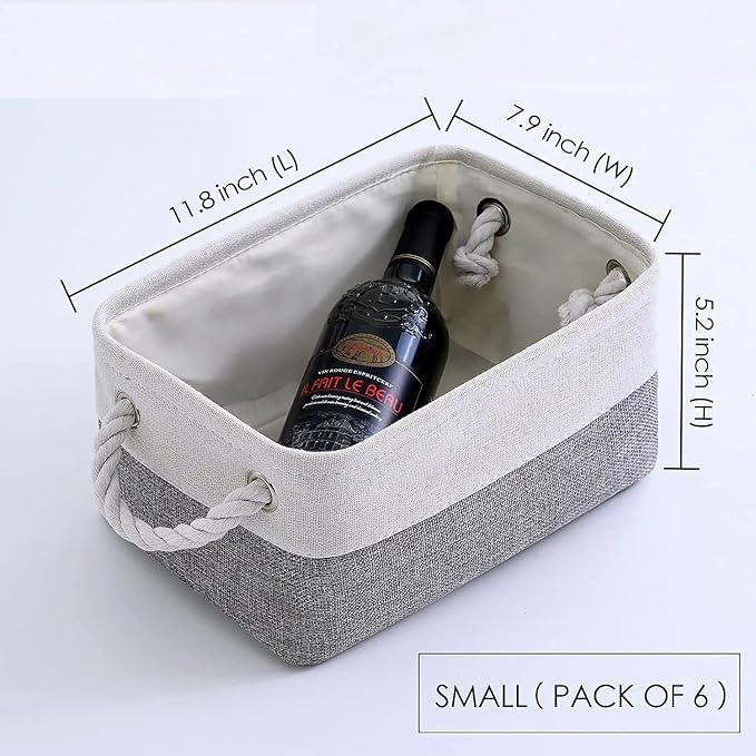 TcaFmac Small Storage Baskets for Shelf 6 Pack Canvas Storage Basket - Image 5