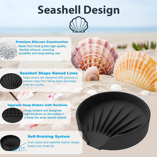Self Draining Soap Dish, Silicone Suction Cup Soap Holder Tray Savers Container - Image 2