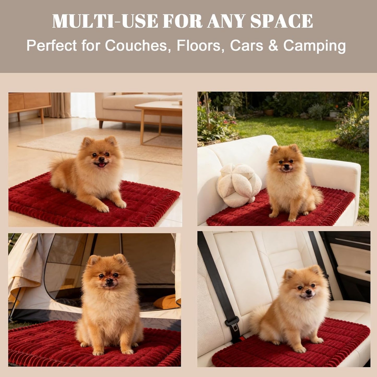 Pet Couch Cover for Dogs Washable, Pet Friendly & Anti-Slip Soft Fuzzy Couch Protector Sofa Pad Blanket Dog Mat Sectionals Slipcover 3 Cushion for Bed Floor Carpet Car Seat (Red, 27"x59")