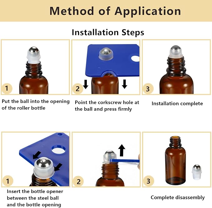 5ML Roller Bottles for Essential Oil, 4 Pack Empty Amber Glass Roller Bottle - Image 4