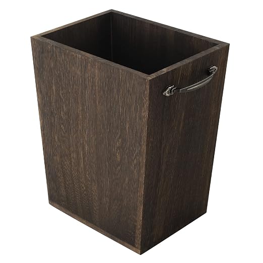 Trash Can Wastebasket Wood Garbage Container Bin by OYEAL