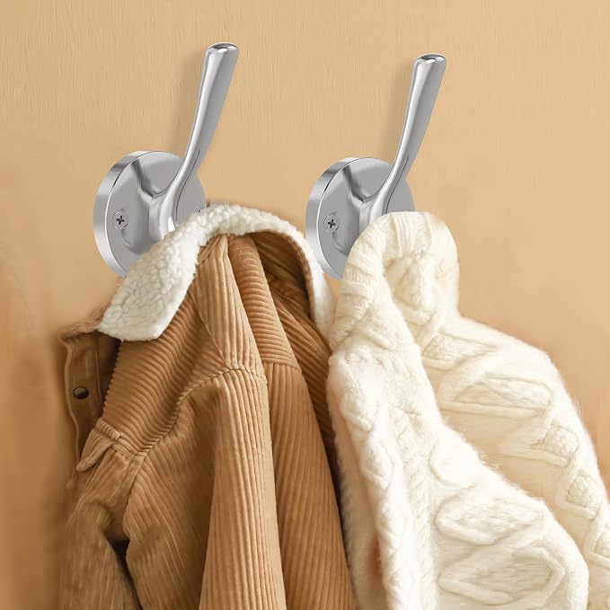 Brushed Nickel Wall Hooks Towel Hooks, 2 Pack Coat Robe Hook Heavy Duty - Image 4