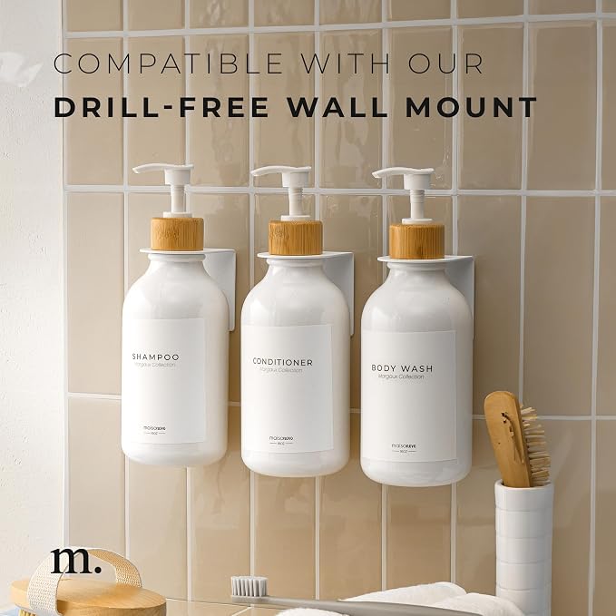 MaisoNovo Refillable Shampoo and Conditioner Bottles | 16.9 fl oz Set of 3 - Image 6