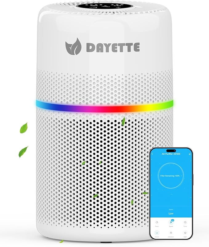 Smart Air Purifiers for Bedroom, DAYETTE 7 Color Light H13 Air Purifier for by Dayette