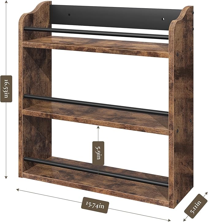 Spice Rack Wall Mounted, Wood 3 Tier Spice Rack - Image 5