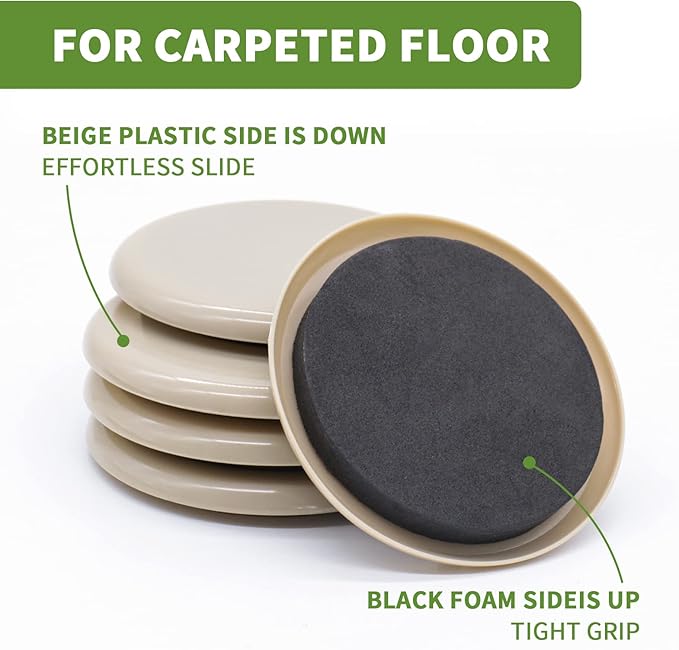 Furniture Sliders for Carpet 8 PCS - Image 2