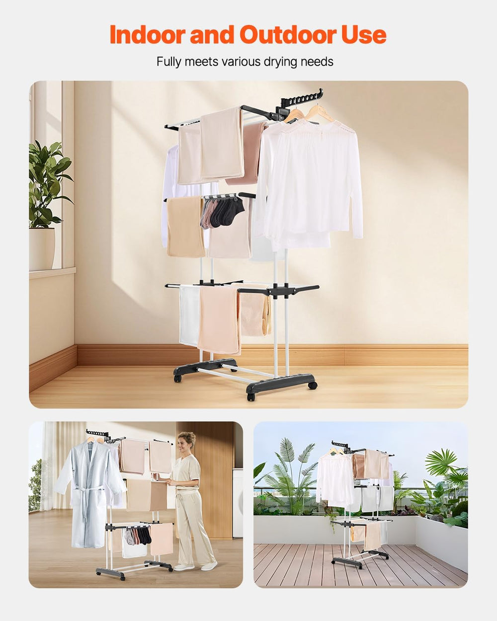 VEVOR Clothes Drying Rack, 4-Tier Foldable Laundry Dryer Rack, Metal Drying R...