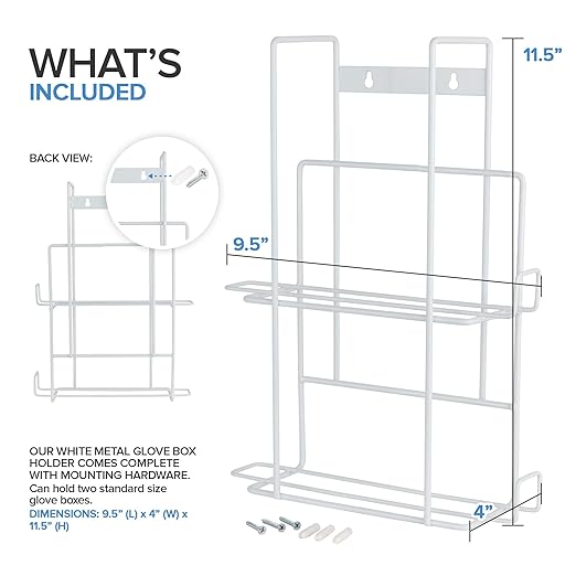 Stock Your Home (White Metal Double Gloves Dispenser, Tissue Box Shelf - Image 3