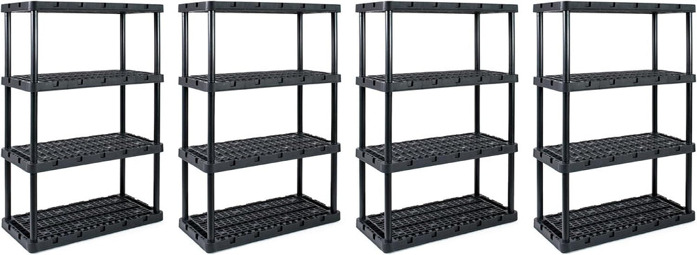 Gracious Living 4 Pack Heavy-Duty Storage Shelves, Knect-A-Shelf 4-Shelf Vent...