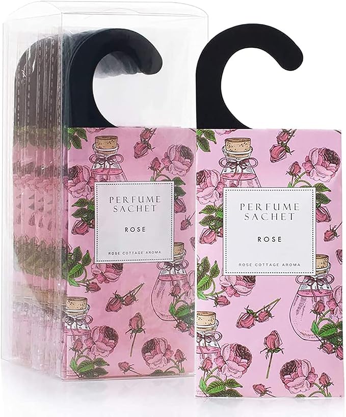 ROSE COTTAGE Large 12 Packs Rose Hanging Closet Deodorizer Air Freshener Long by ROSECOTTAGE