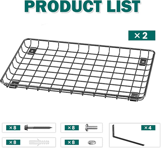 EVERHANGER Garage Wall Shelves 12x18 Inch, Wall Mounted Storage Shelf, Metal - Image 3