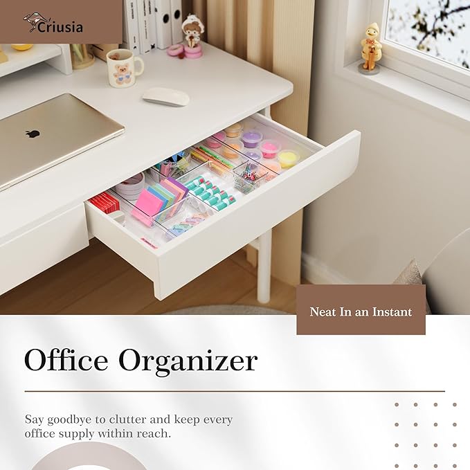 Criusia 11 PCS Clear Plastic Drawer Organizer Set - Image 6