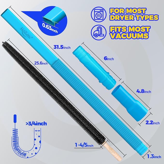 Holikme 2 Pieces Dryer Vent Cleaner Kit, Dryer Lint Vacuum Attachment and - Image 5
