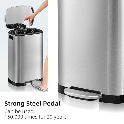 13 Gallon Trash Can with Lid, 50L Fingerprint Proof Stainless Steel Kitchen - Image 4