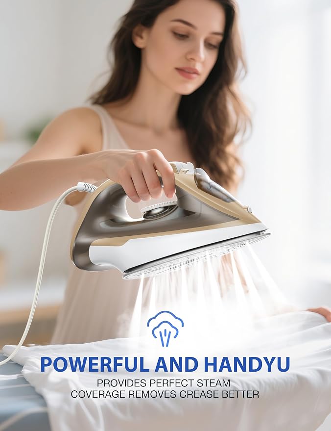 Large Irons Steamer for Clothes, 1500W Iron Non-Stick Ceramic Soleplate - Image 8