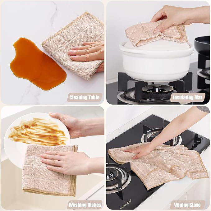 Homaxy Microfiber Kitchen Towels and Dishcloths Set, 12 Pack Soft and Absorbent - Image 5
