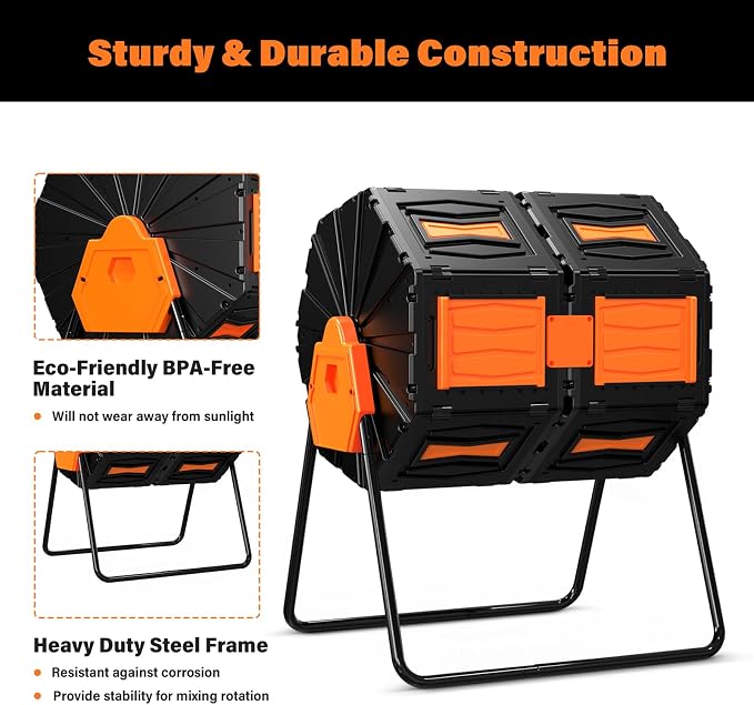 Compost Tumbler, Easy Assemble & Efficient Outdoor Compost Bin, 45 Gallon/170 - Image 8