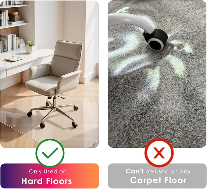 Kuyal Clear Chair mat for Hardwood Floor 36 x 55 inches Transparent Floor Mats - Image 2