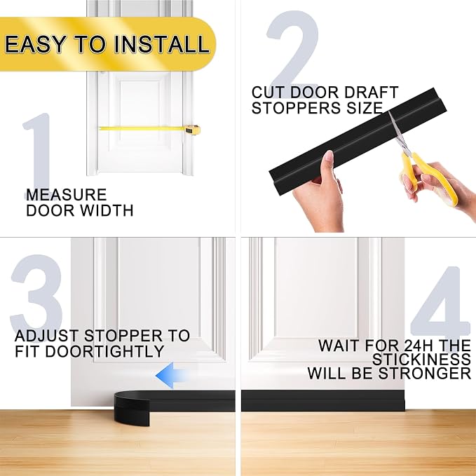 Door Draft Stopper, Door Sweep for Bottom of Door, Weather Stripping Door Seal - Image 6