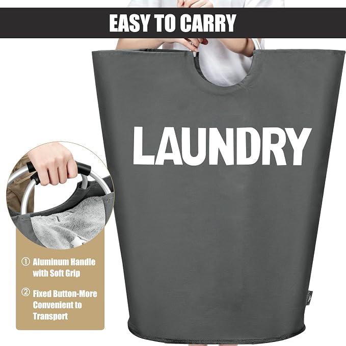 DOKEHOM 160L XX-Large Laundry Basket, Collapsible Laundry Bag, Foldable Laundry - Image 5