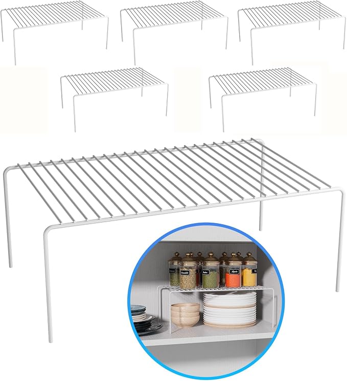 LargeWhite Cabinet Storage Shelf Rack Set of 6, Rustproof Metal Wire Kitchen by DPZM