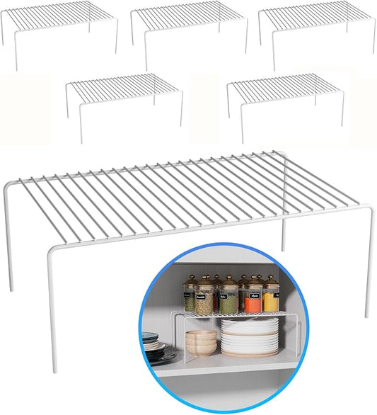 LargeWhite Cabinet Storage Shelf Rack Set of 6, Rustproof Metal Wire Kitchen by DPZM