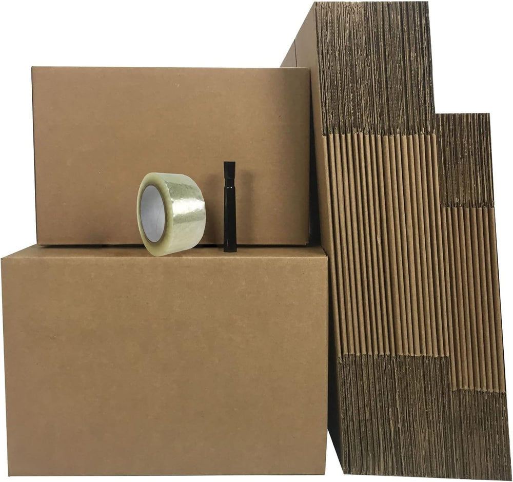 Moving Boxes 2 Room Economy Moving Kit 30 Boxes, Bubble Roll, & Packing Tape