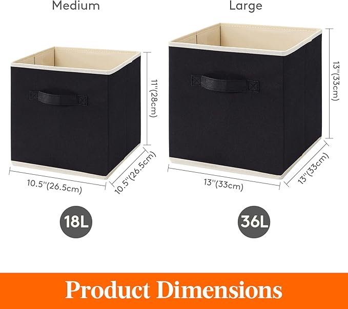 Lifewit Collapsible Fabric Storage Cubes Bins Set 11 Inch, Foldable Cubby - Image 4